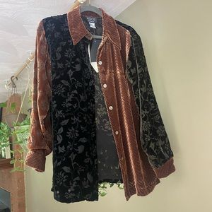 Koos Of Course burnout velvet button up